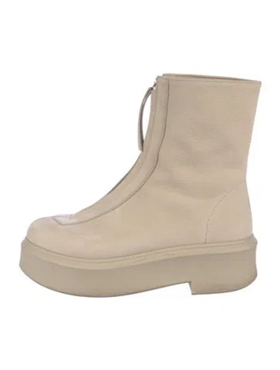 Pre-owned The Row Nubuck Combat Boots In Neutral
