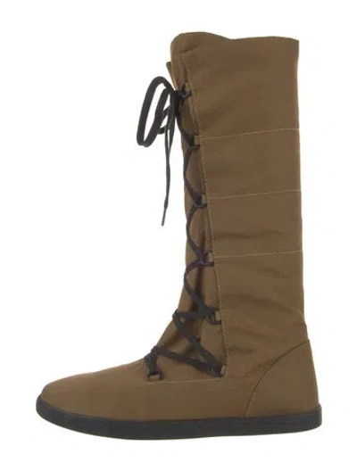 Pre-owned The Row Nylon Lace-up Boots In Brown