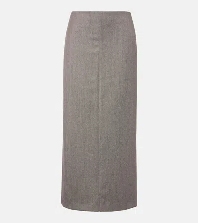 The Row Nythra Virgin Wool Gabardine Maxi Skirt In Gray