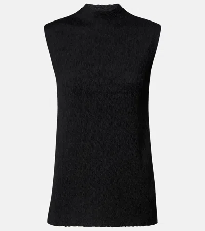 The Row Oakson Knitted Silk Top In Black
