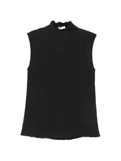 The Row Oakson Silk Top In Black