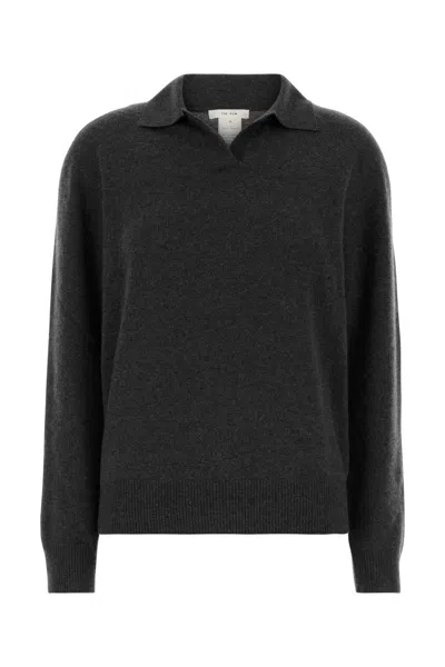 The Row Charcoal Cashmere Oashi Polo Shirt In Multi