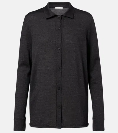 The Row Ocari Knitted Cashmere And Silk Shirt In Gray