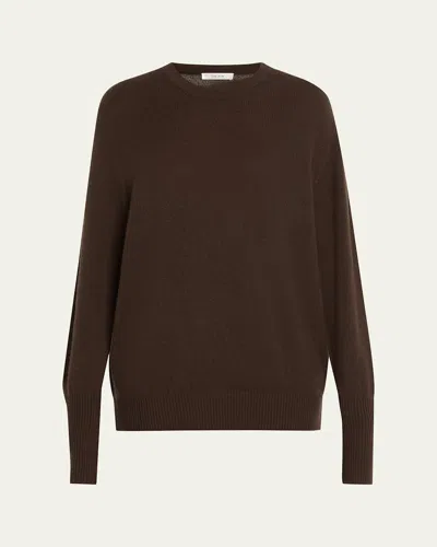 The Row Odelle Cashmere Knit Oversized Crewneck Top In Brown