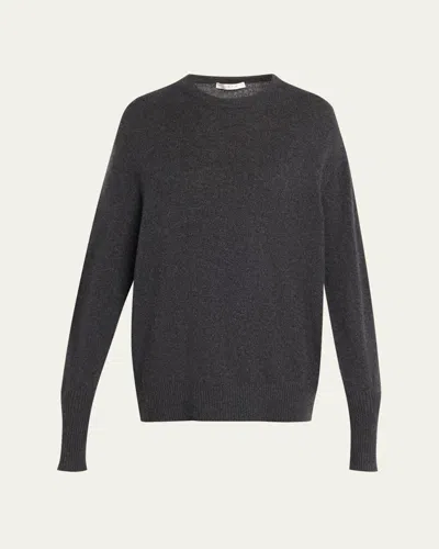 The Row Odelle Cashmere Knit Oversized Crewneck Top In Gray