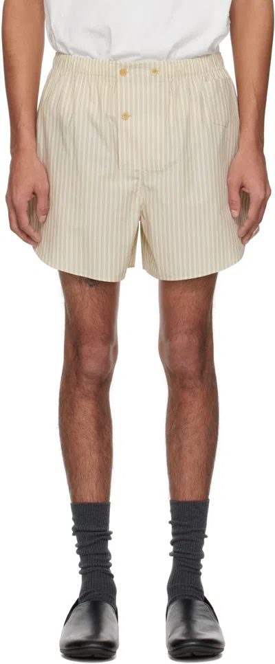The Row Off-white & Green Nicasio Shorts In Sgh Sage Tint / Grap