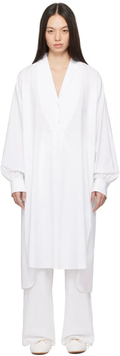 The Row Elinor Long-sleeve Bib-front Midi Shirtdress In White