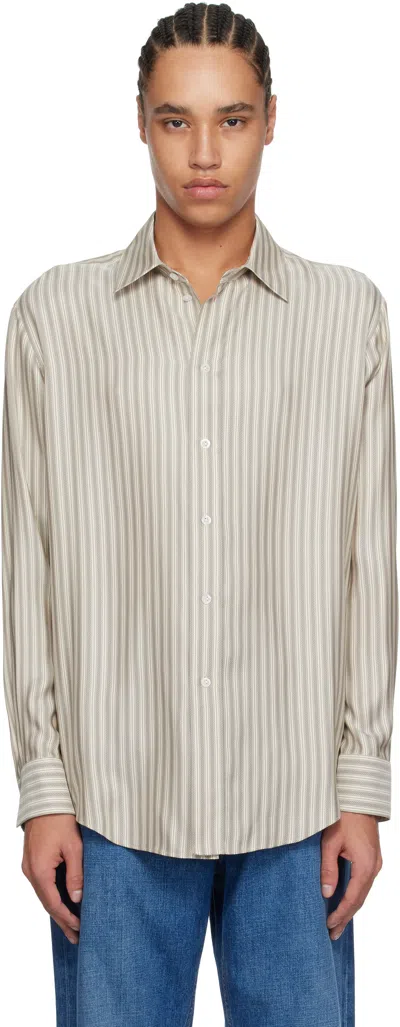 The Row Off-white Luigi Shirt In Biw Beige/brown