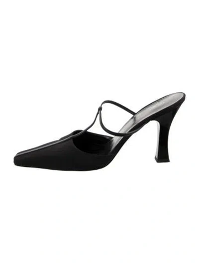 Pre-owned The Row Office Nylon Mules In Black