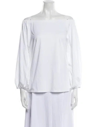 Pre-owned The Row Off-the-shoulder Long Sleeve Blouse In White