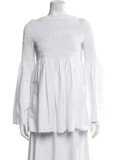 Pre-owned The Row Off-the-shoulder Long Sleeve Tunic In White