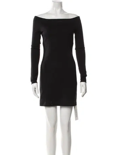 Pre-owned The Row Off-the-shoulder Mini Dress In Black