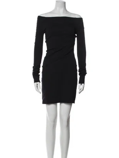 Pre-owned The Row Off-the-shoulder Mini Dress In Black