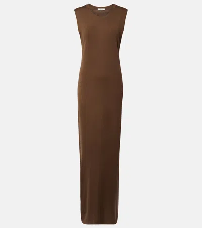 The Row Oiva Silk Maxi Dress In Brown