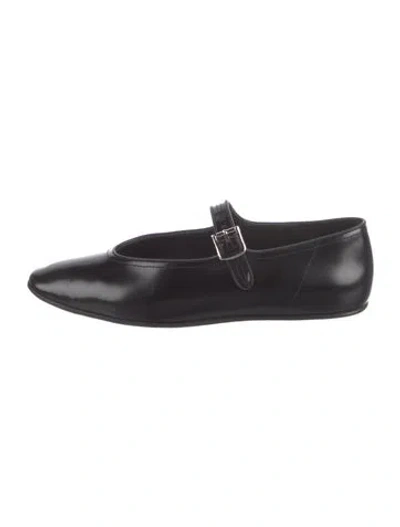 Pre-owned The Row Olga Leather Mary Jane Flats In Black