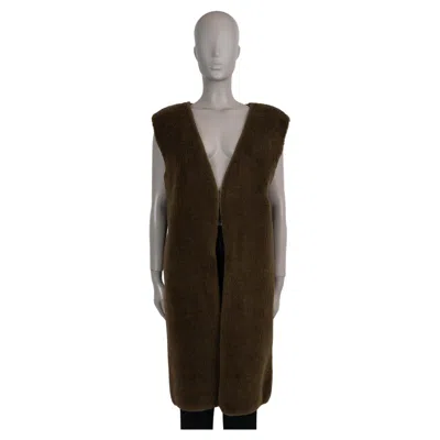 Pre-owned The Row Olive Green Camel Hair 2022 Beyzita Teddy Vest Jacket Xs