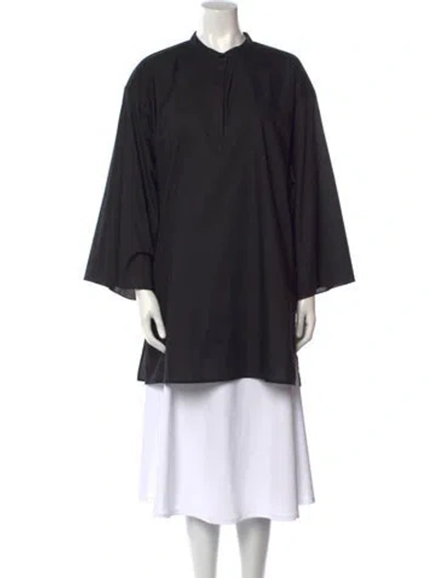 Pre-owned The Row 'omao' Mock Neck Tunic In Black
