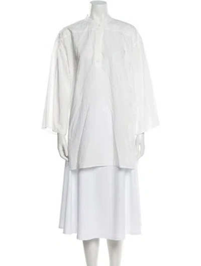 Pre-owned The Row Omao Mock Neck Tunic In White