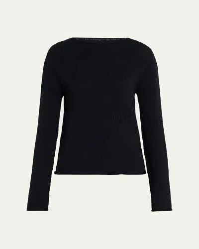 The Row Omiko Cotton-linen Knit Long-sleeve Top In Multi