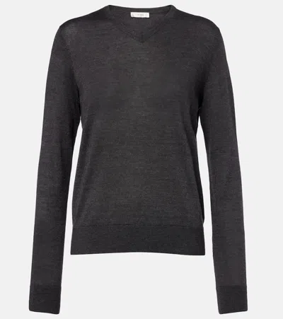The Row Ondre Cashmere And Silk Sweater In Gray