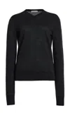 The Row Navy Blue Solid Crew Neck Sweater In Blue
