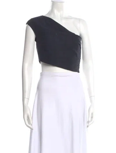 Pre-owned The Row One-shoulder Short Sleeve Crop Top In Blue