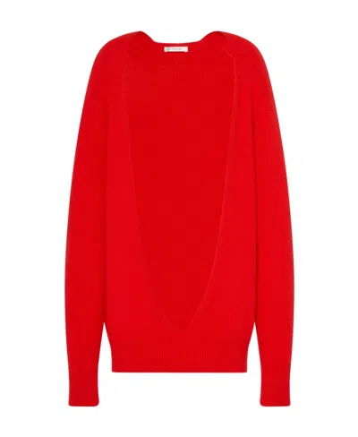 The Row Open-front Cashmere Jumper In Red