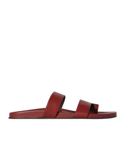 The Row Hugh Leather Toe-ring Slide Sandals In Rust