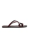 The Row Link Leather Toe-loop Slide Sandals In Gray