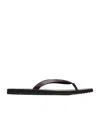 The Row City Calfskin Flip Flop Sandals In Black