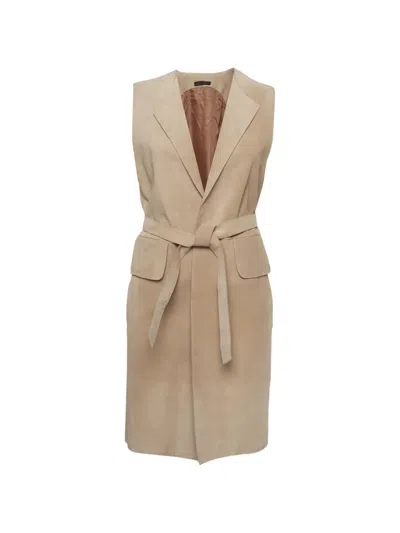 Pre-owned The Row Open-front Belted Sleeveless Coat In Neutrals