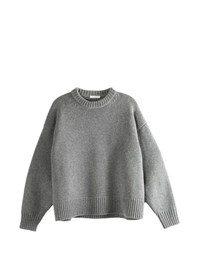 The Row Ophelia Ribbed Crew-neck Sweater In Gray