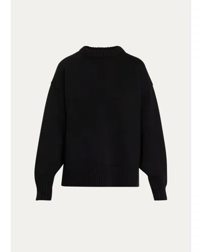 The Row Ophelia Wool-cashmere Crewneck Sweater In Black