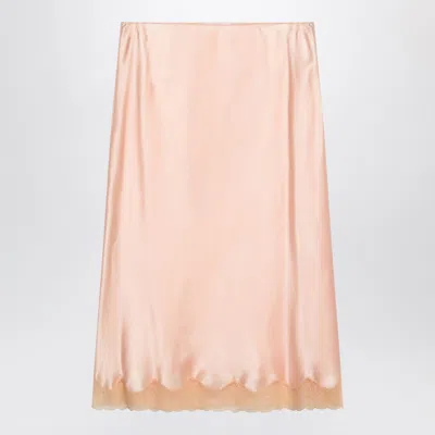 The Row Irene Lace-trimmed Silk-charmeuse Skirt In Pink