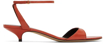 THE ROW ORANGE VIKA ANKLE STRAP KITTEN HEELED SANDALS