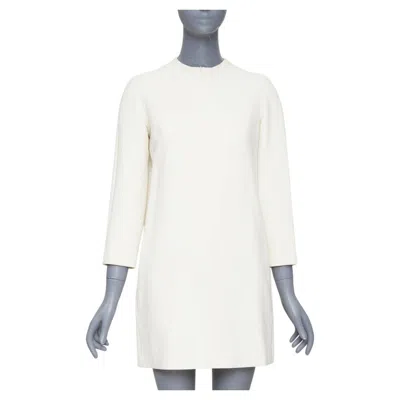 Pre-owned The Row Orga Off White Beige Stretch-cady Crepe Neck Zip Shift Dress Us0 Xs