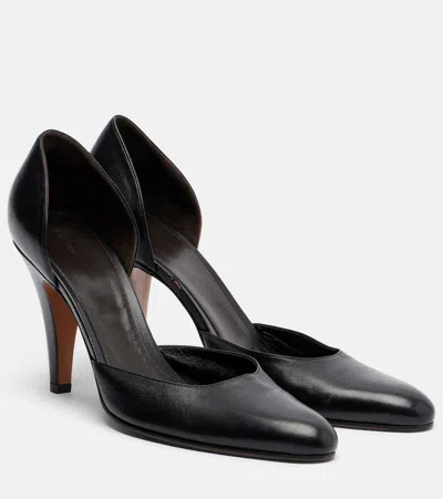The Row Ornella D'orsay Leather Pumps In Black