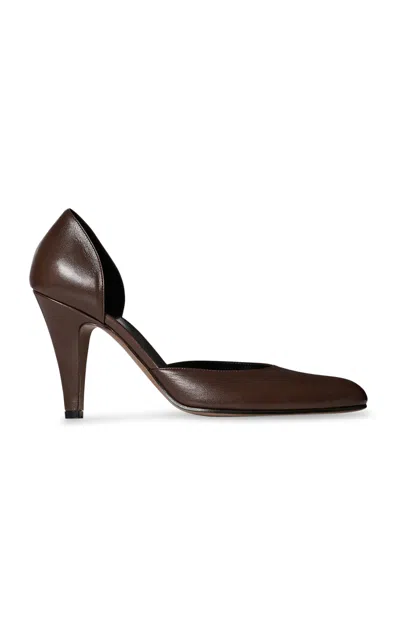 The Row Ornella D'orsay Leather Pumps In Brown