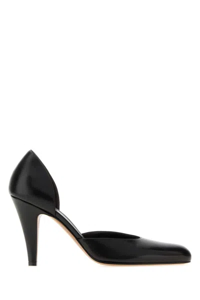The Row Ornella Leather Pumps With 10 Cm Heel In Black