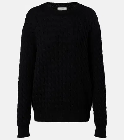 The Row Orus Cable-knit Cotton And Linen Sweater In Black