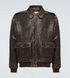 The Row Orwell Leather Bomber Jacket In Dark Brown