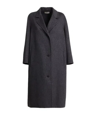 The Row Oversized Cashmere Midi Coat In Blue