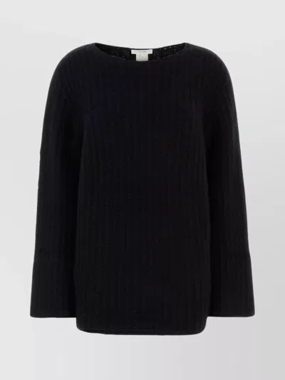 The Row Oversized Cashmere Sweater Round Neck In Black