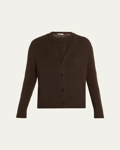 The Row Ovida Cashmere V-neck Cardigan In Brown