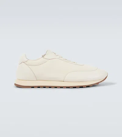 The Row Owen Leather-trimmed Sneakers In Neutro