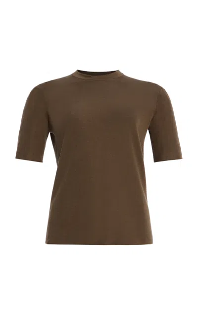 The Row Ozzi Knit Silk T-shirt In Burgundy