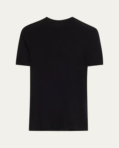 The Row Ozzi Silk Rib Short-sleeve Top In Black