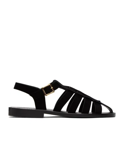 The Row Pablo Cage Flat Sandals In Black