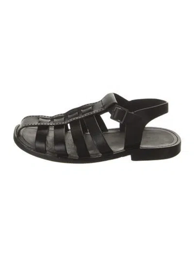 Pre-owned The Row Pablo Fisherman Leather Gladiator Sandals In Black