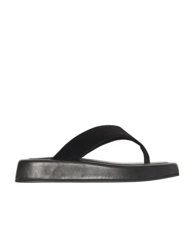The Row Padded Leather Flip Flops In Black